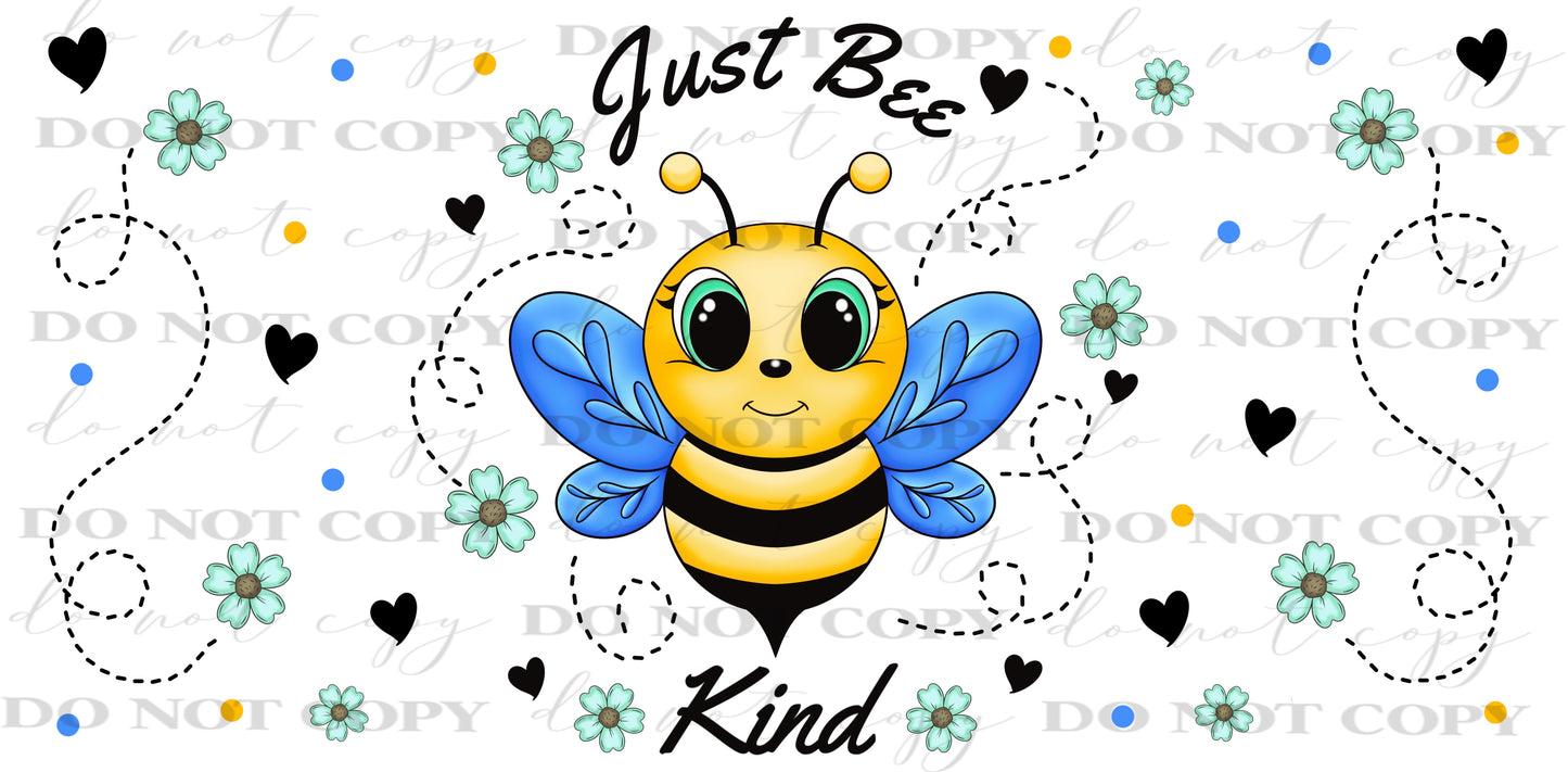 Just Bee Kind 16oz Cup Wrap PNG | Bee Glass Can Wrap | Bee Lover Digital Download