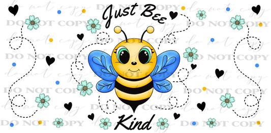 Just Bee Kind 16oz Cup Wrap PNG | Bee Glass Can Wrap | Bee Lover Digital Download