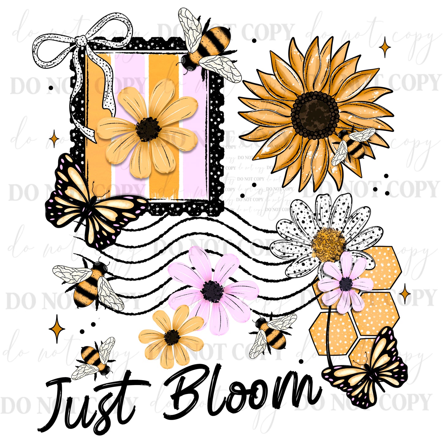 Just Bloom Floral Bee & Butterfly PNG