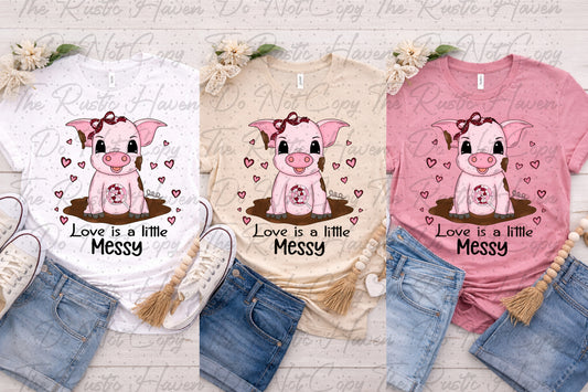 Love Is a Little Messy – Cute Pig Valentine PNG | Funny Farm Valentine