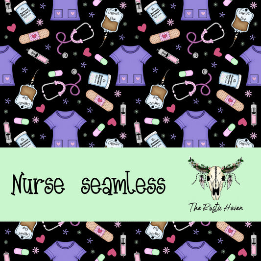 Nurse Life Seamless Pattern PNG | Medical Scrubs & Caffeine Digital Paper