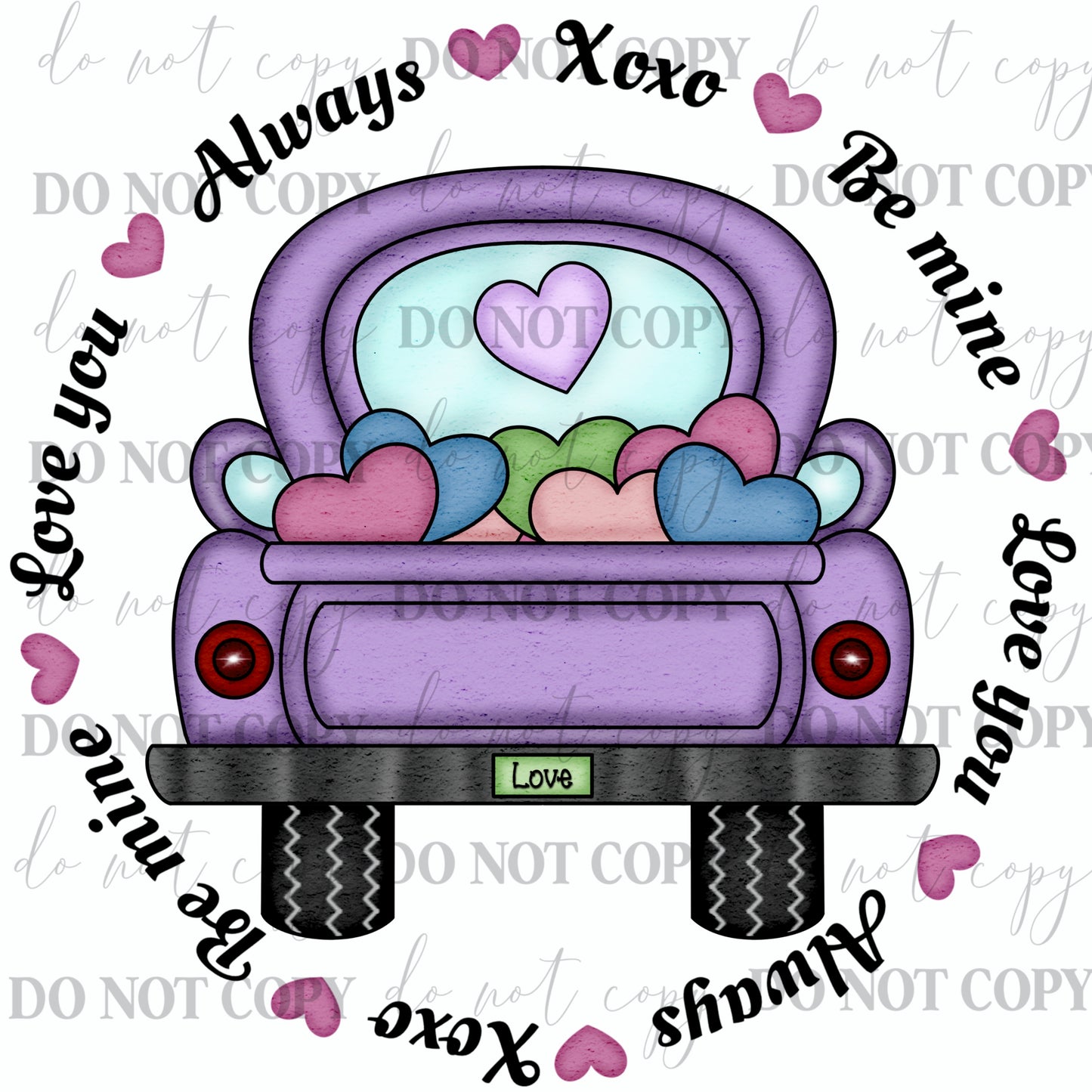 Always XOXO Valentine Love Truck PNG