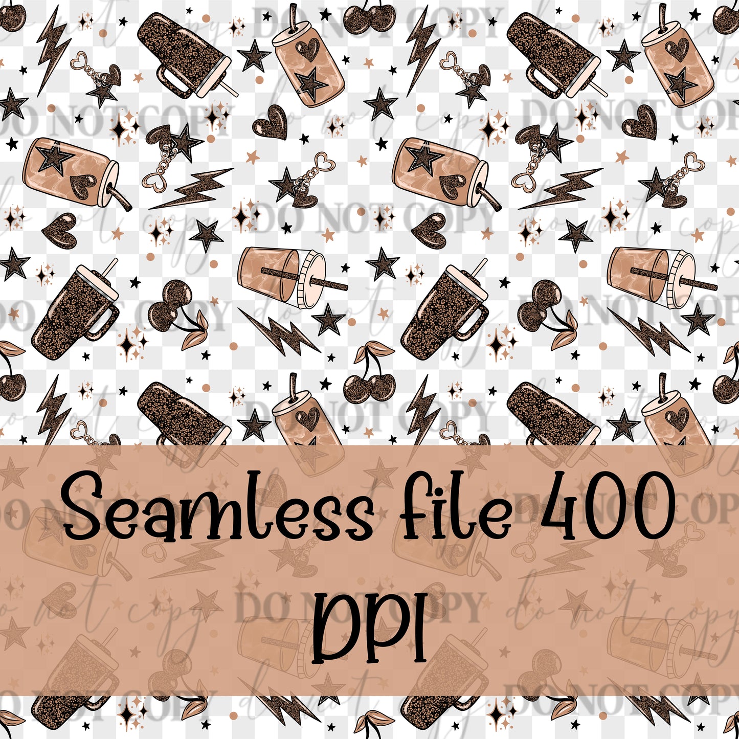 Coffee Lover Seamless PNG Pattern | 400 DPI Neutral Coffee Aesthetic Digital Paper | Sublimation Design