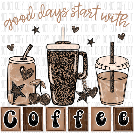 Good Days Start With Coffee – Hand Drawn Coffee PNG | Digital Download