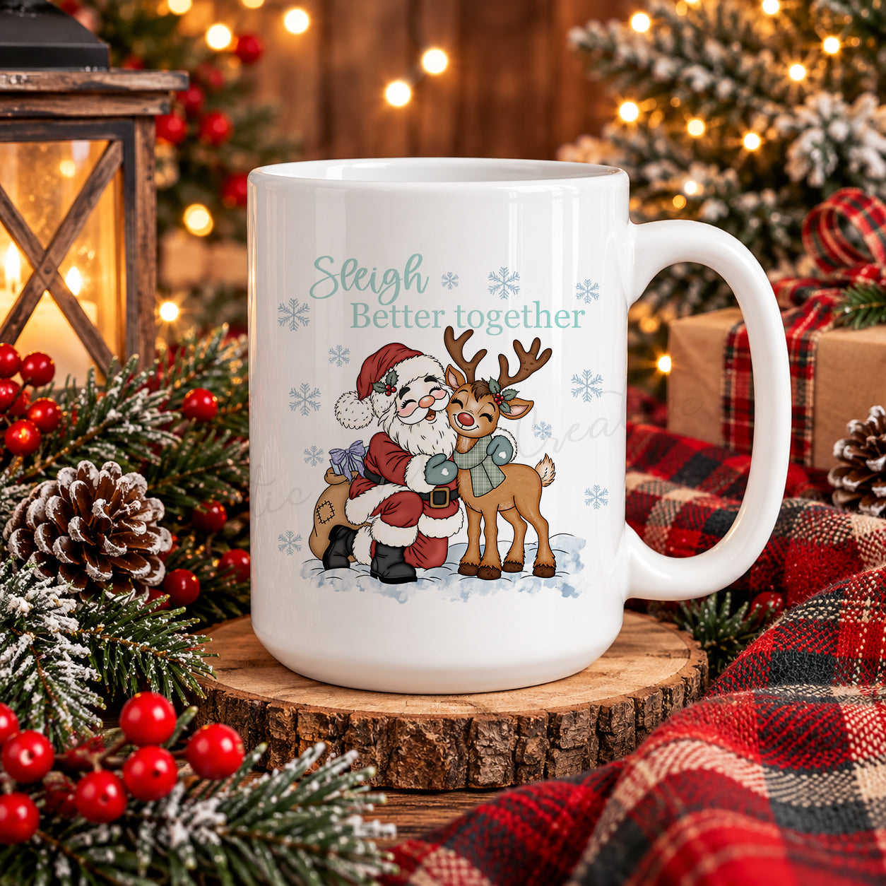 Sleigh Better Together | Santa & Reindeer Christmas PNG Digital Download