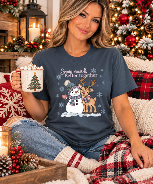 Snow Much Better Together | Snowman & Reindeer Christmas PNG